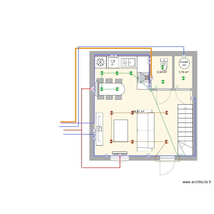 Rdv samer garage. Plan de 3 pièces et 28 m2