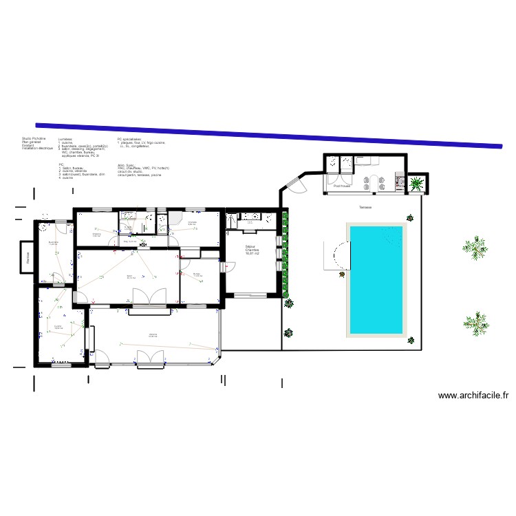 Picholine Existant Projet plan g&eacute;n&eacute;ral &eacute;lectricit&eacute;. Plan de 0 pièce et 0 m2