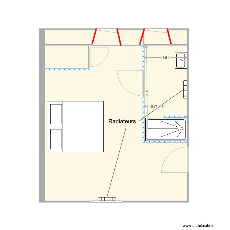 Future chambre et SdB. Plan de 0 pièce et 0 m2