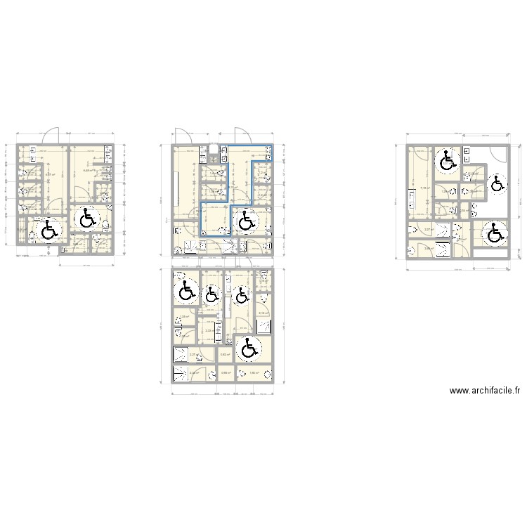 Toilettes trip 2. Plan de 43 pièces et 117 m2