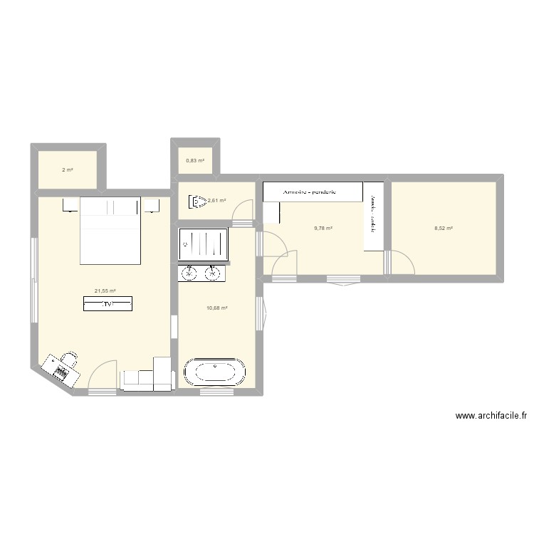 PLAN MAISON . Plan de 7 pièces et 56 m2