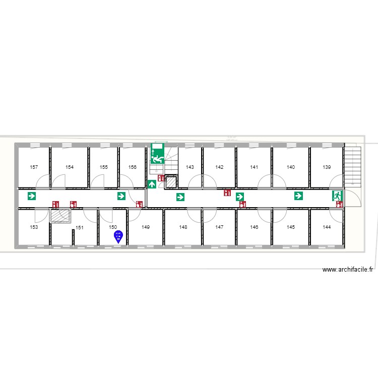 Plan évacuation rocade Chambre 150. Plan de 0 pièce et 0 m2