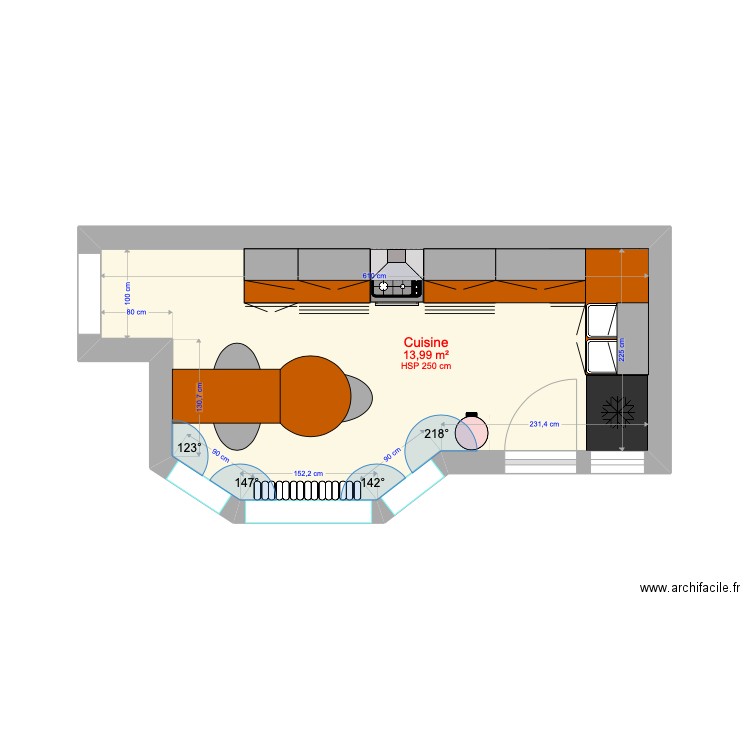 Renan 2. Plan de 1 pièce et 14 m2