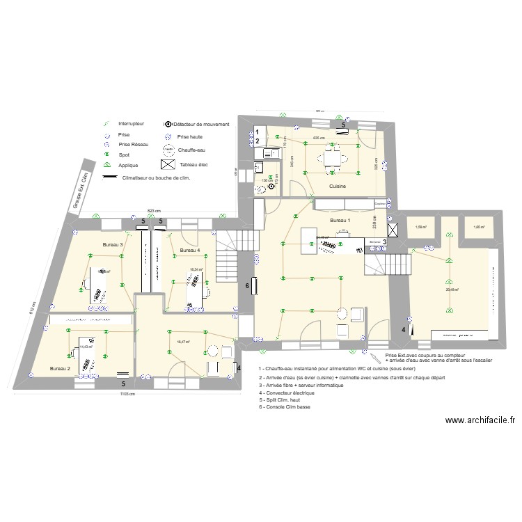 V142-04-2023 Elec. Plan de 16 pièces et 287 m2