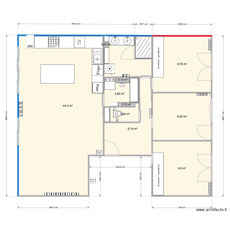 Plan Appt 18 après travaux. Plan de 10 pièces et 82 m2