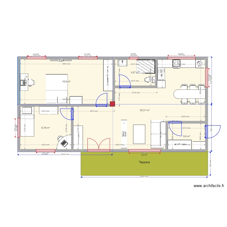 2 дом. Plan de 6 pièces et 74 m2