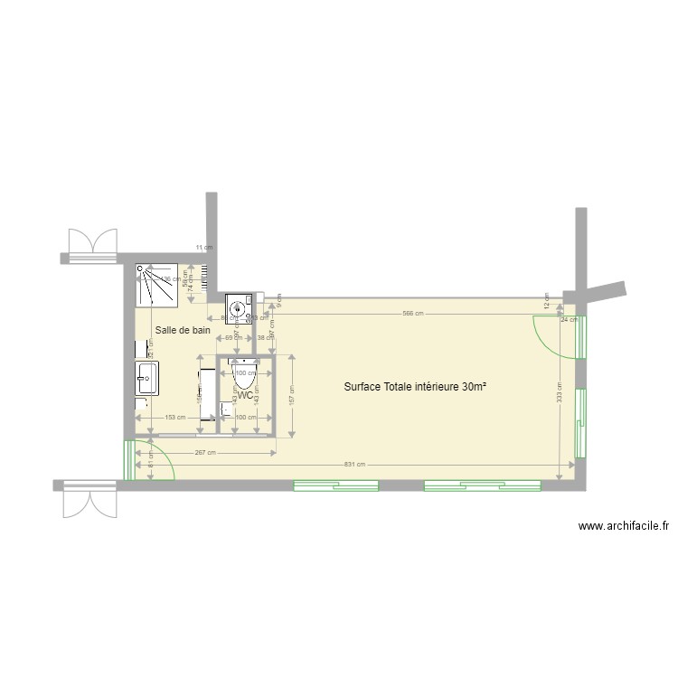 Extension v6 dec 2020 façade coté piscine. Plan de 0 pièce et 0 m2