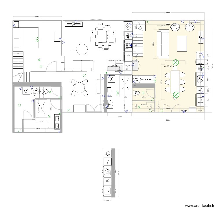 gites version 3. Plan de 1 pièce et 41 m2