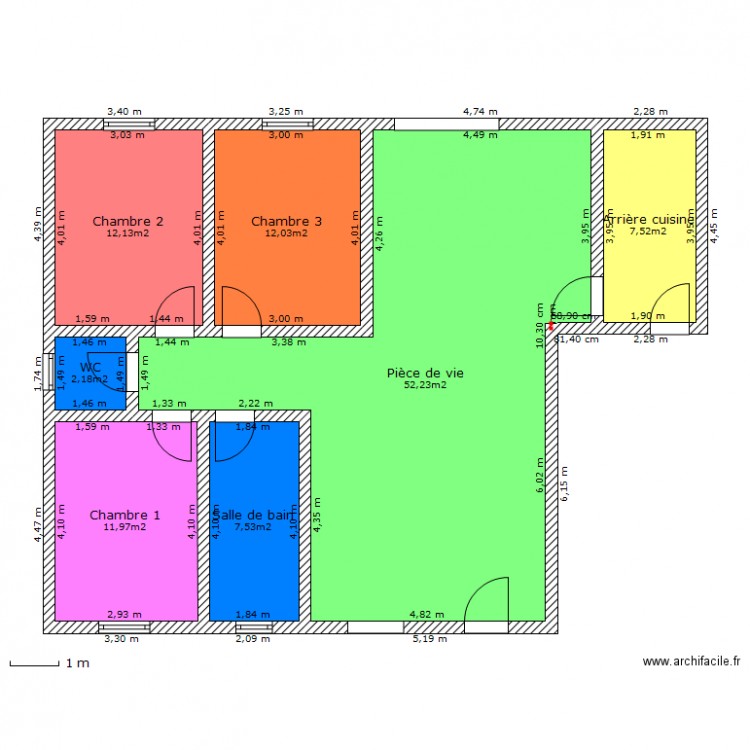 plan maison 98 m2