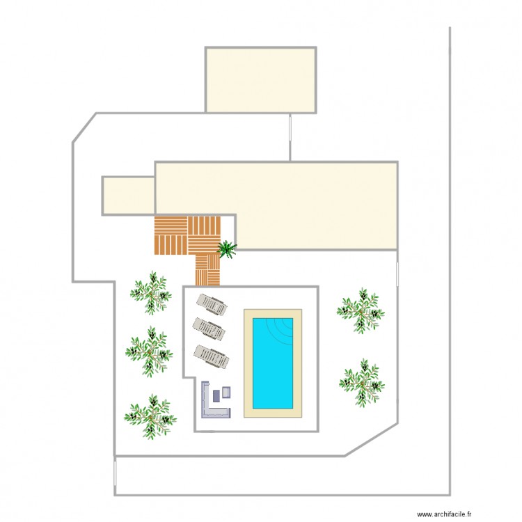 exterirur. Plan de 3 pièces et 36 m2