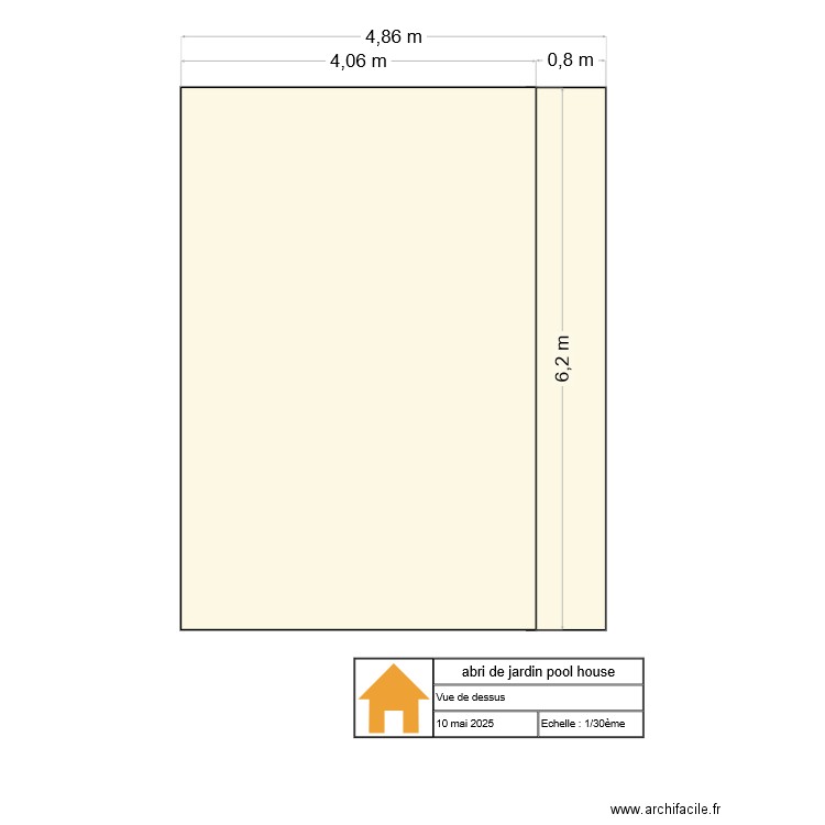abri de jardin et pool house face dessus. Plan de 0 pièce et 0 m2