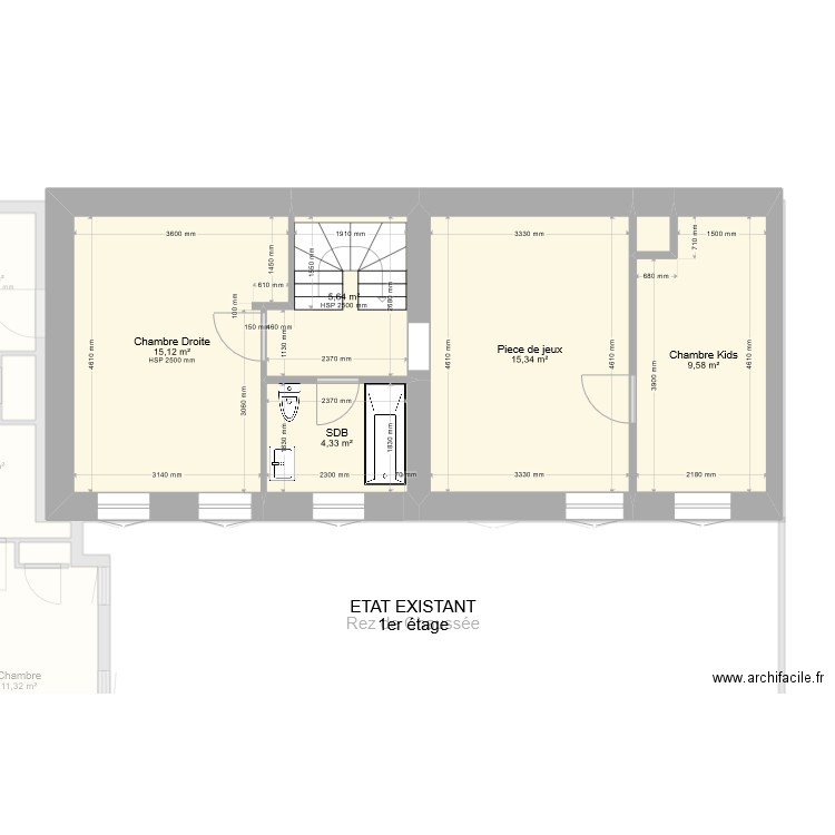 90 TEF Etat existant. Plan de 0 pièce et 0 m2