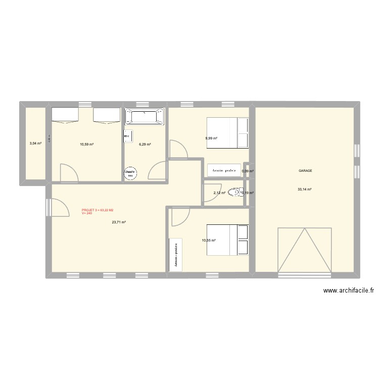 ALLAUCH RDC PROJET 1. Plan de 10 pièces et 100 m2