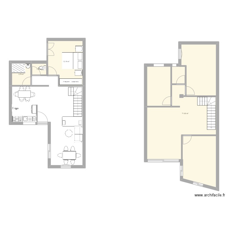 Plan Maison RDC OM B. Plan de 4 pièces et 90 m2
