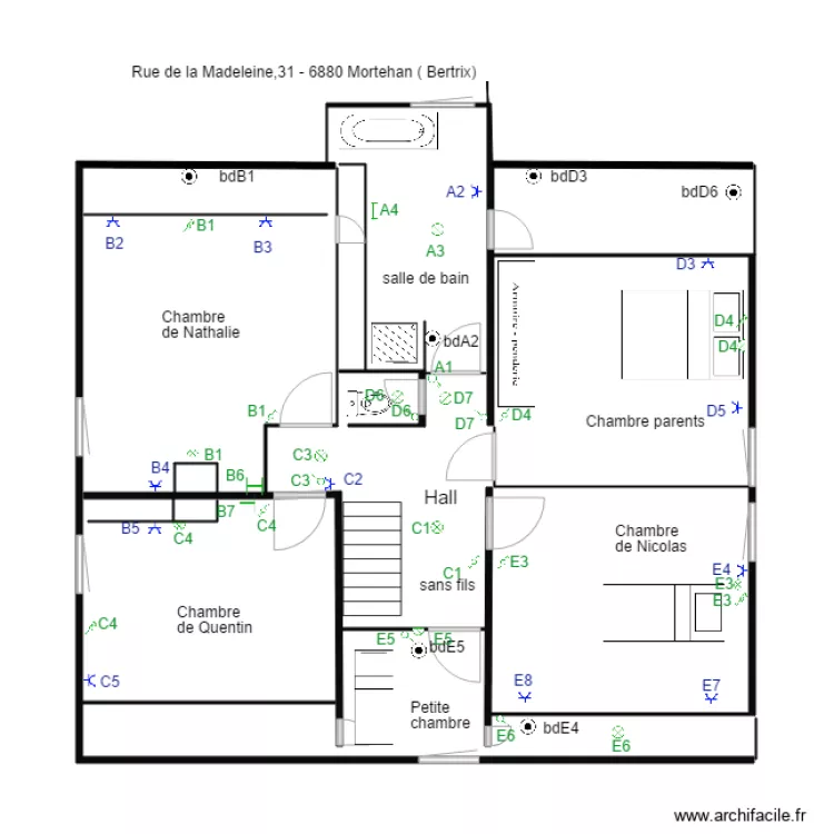 Mortehan etage. Plan de 