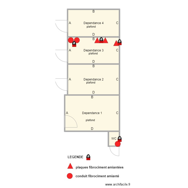 ahier dependances. Plan de 5 pièces et 73 m2