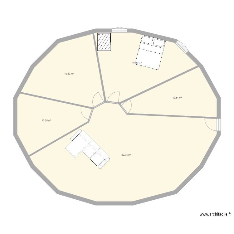 maison ronde 116m camenber. Plan de 0 pièce et 0 m2