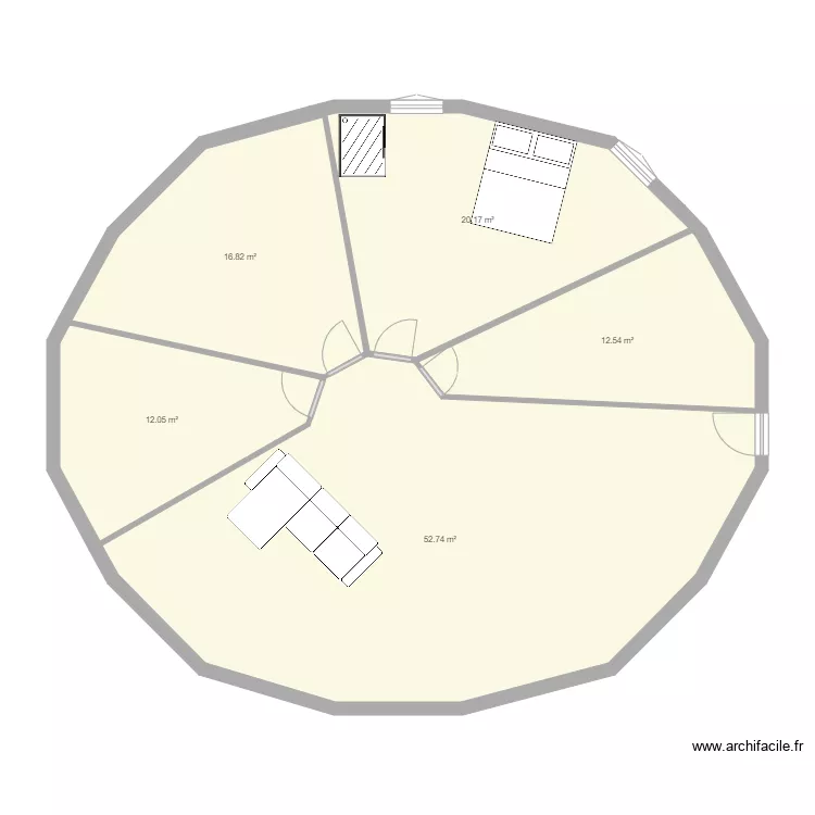 maison ronde 116m camenber. Plan de 