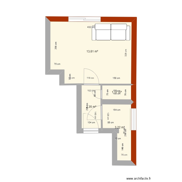 studio henri barbusse. Plan de 4 pièces et 20 m2