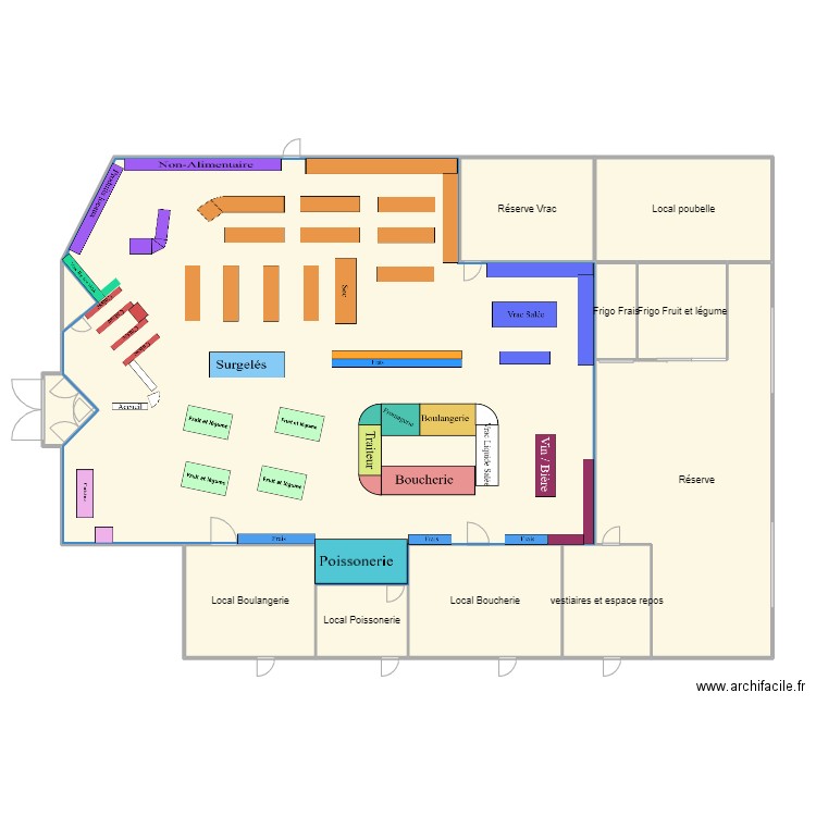 Plan Biocoop. Plan de 12 pièces et 178 m2
