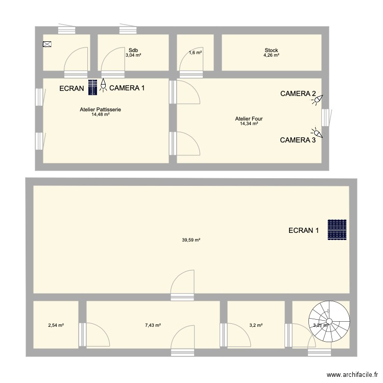 Boulengerie Michel. Plan de 10 pièces et 94 m2