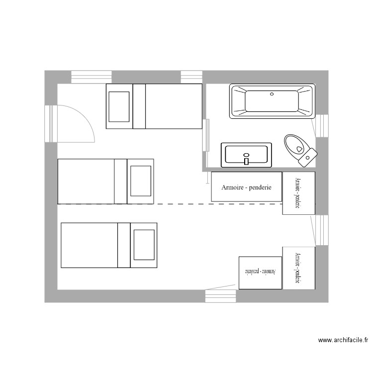 Montoison Plan Extension 1er étage Hyp 4. Plan de 2 pièces et 20 m2