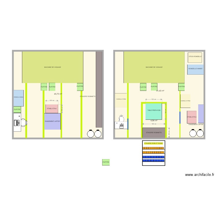 atelier visseuse. Plan de 3 pièces et 92 m2