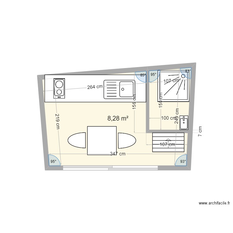 cabane doizieux. Plan de 1 pièce et 8 m2