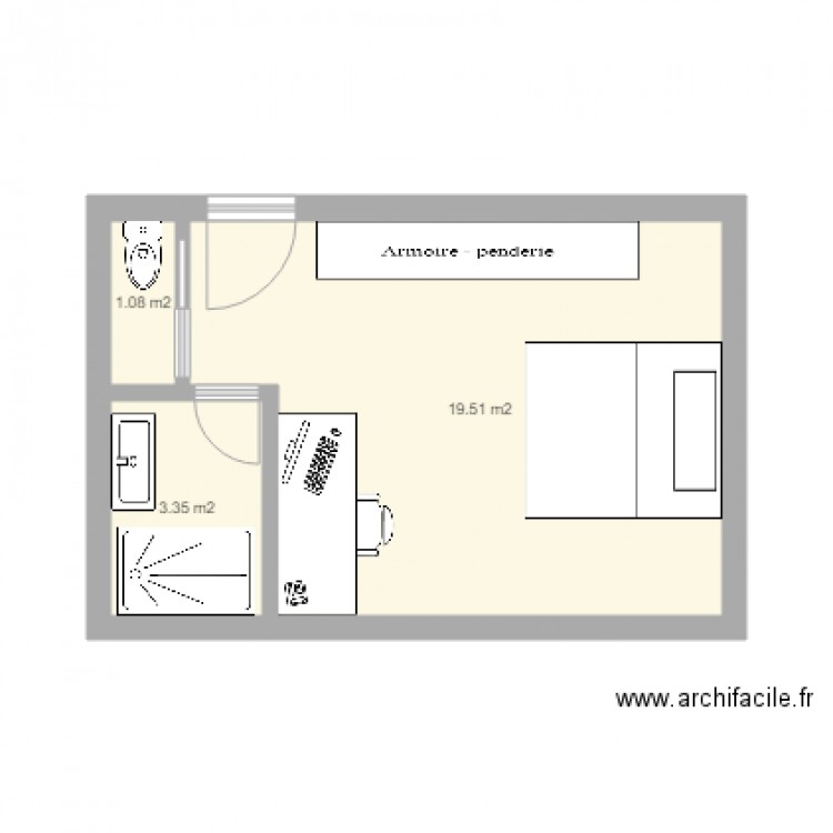 Chambre Tony. Plan de 0 pièce et 0 m2