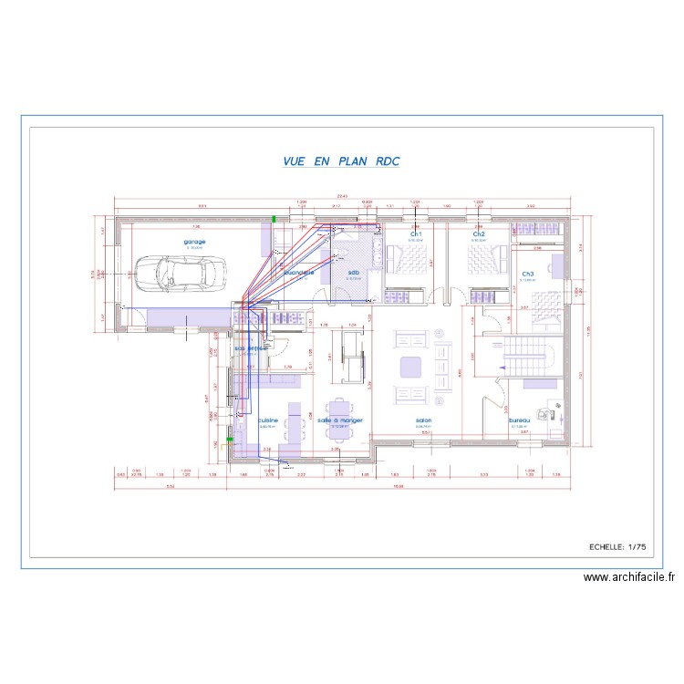 Plan plomberie RDC Etage. Plan de 0 pièce et 0 m2