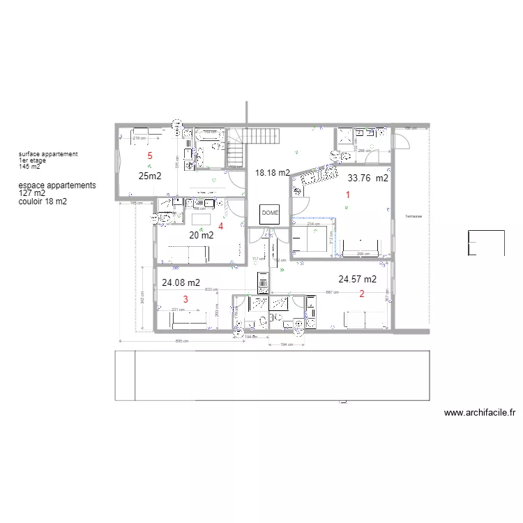 1er etage montreuil division en 5 appartements. Plan de 1er etage montreuil division en 5 appartements. Plan de