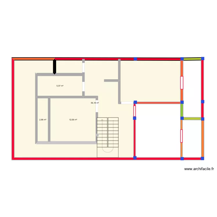 plan 120m 8*15 fa&ccedil;ade 8m. Plan de 4 Pièces et 77 m²