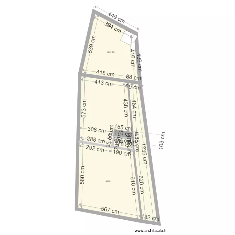 maison rdc couloir salon  cuisine et zone escalier  b2. Plan de 