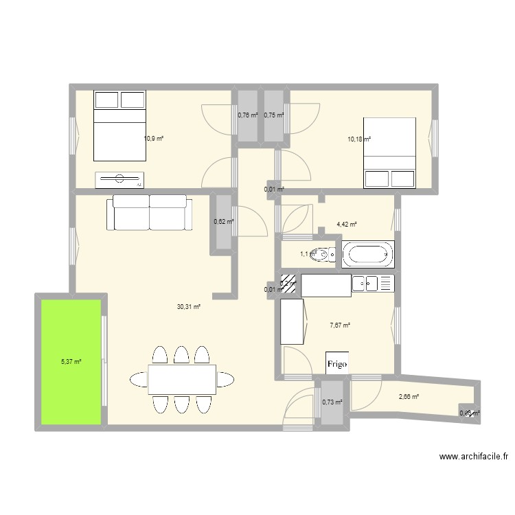 Nice - Ancienne disposition. Plan de 0 pièce et 0 m2