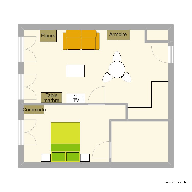 Appartement maman. Plan de 5 pièces et 42 m2