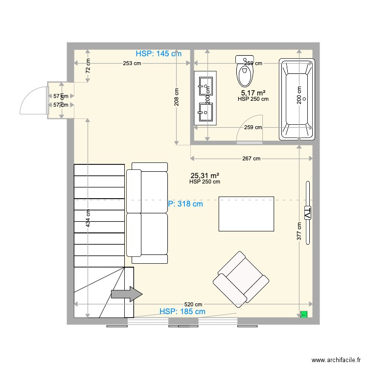 Projet Salon etage. Plan de 0 pièce et 0 m2