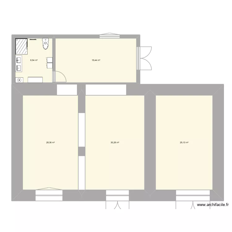 grange 2. Plan de 5  et 116 m²