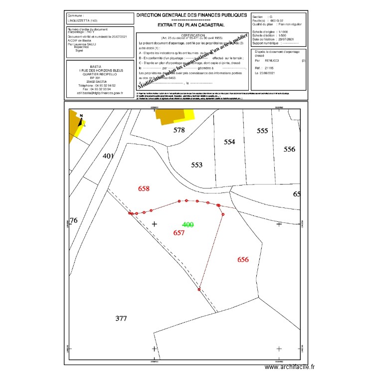 TERRAIN CADASTRE. Plan de 0 pièce et 0 m2