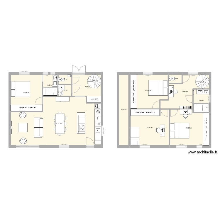 maison lafayette V3. Plan de 13 pièces et 129 m2