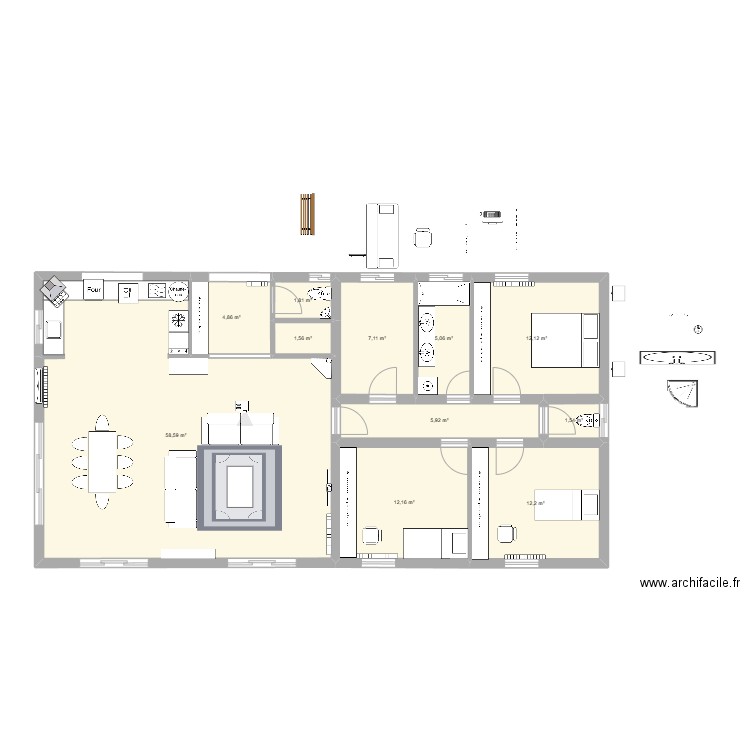 rom19848deux. Plan de 11 pièces et 123 m2