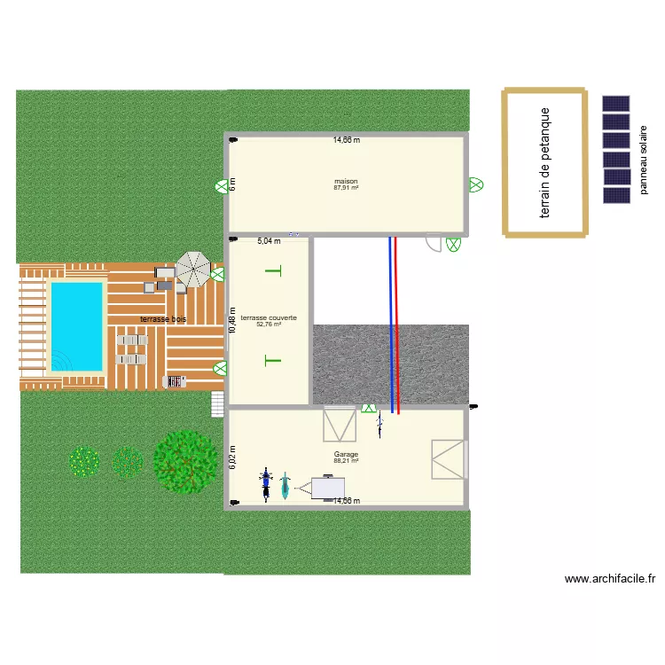 exterieur. Plan de 3  et 229 m²