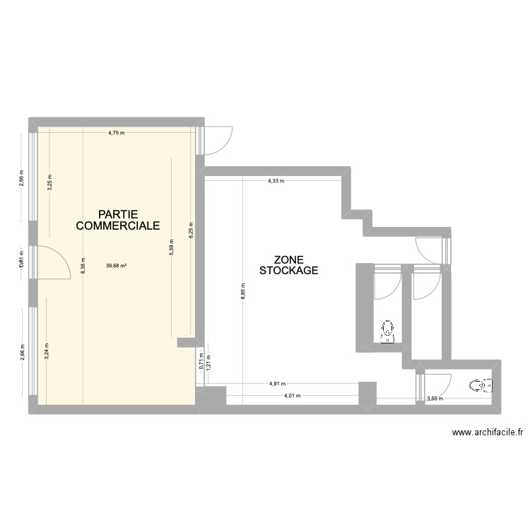 MBE CHARLEROI PLAN INTERIEUR. Plan de 1 pièce et 40 m2