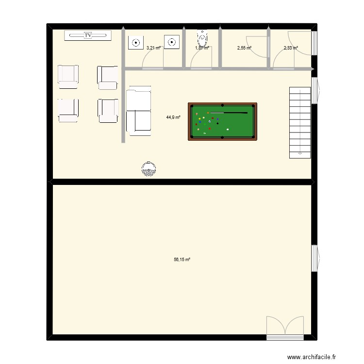 barOC Rdc. Plan de 6 pièces et 111 m2