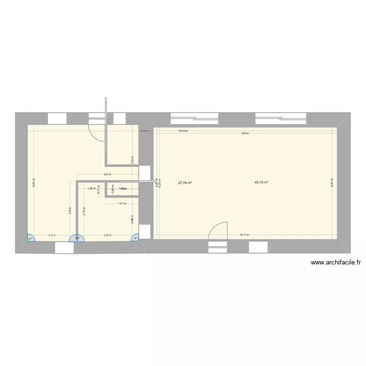 plan maison chav 2. Plan de 2  et 121 m²