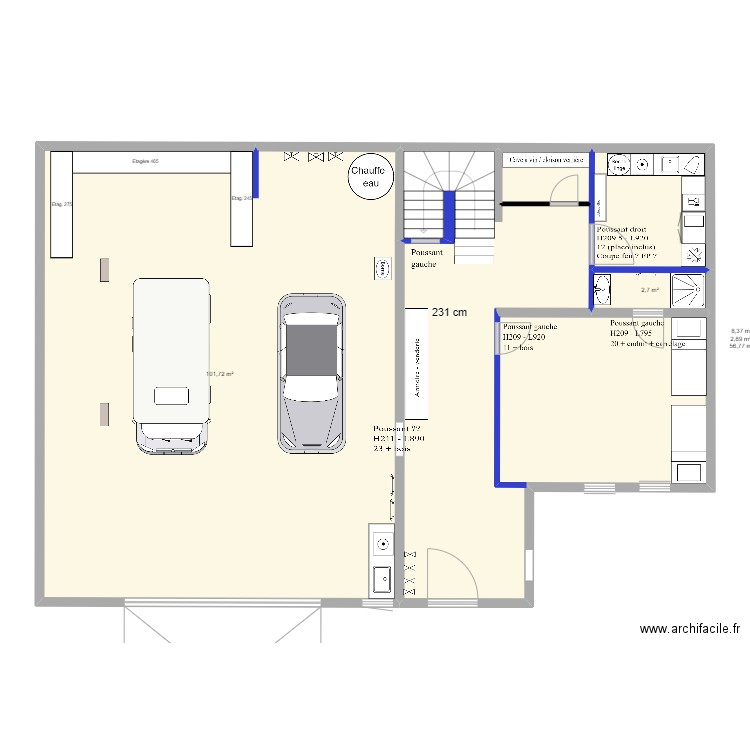 RDC GARAGE ANTHONIOZ Sylvain Isa. Plan de 5 pièces et 172 m2