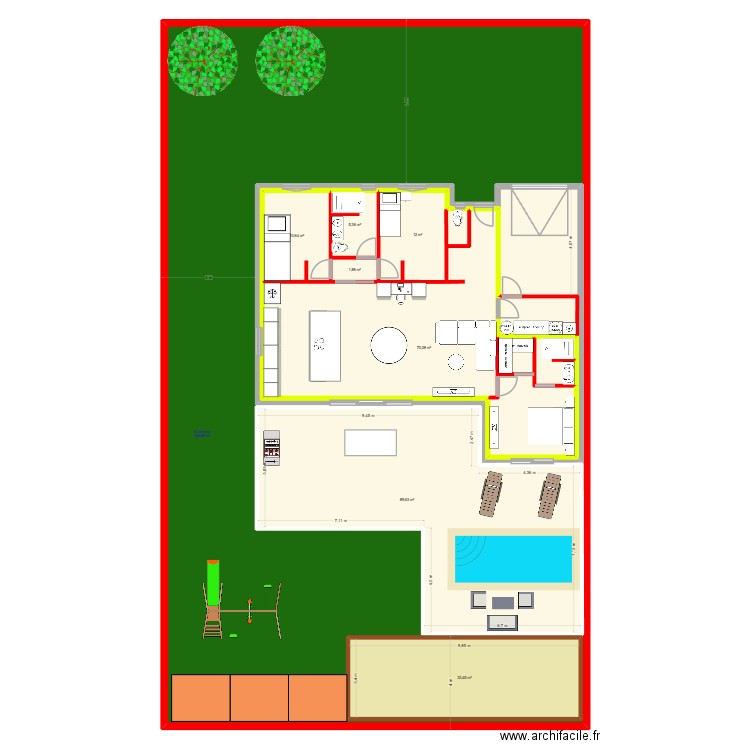 Plan ECS habitat. Plan de 9 pièces et 886 m2