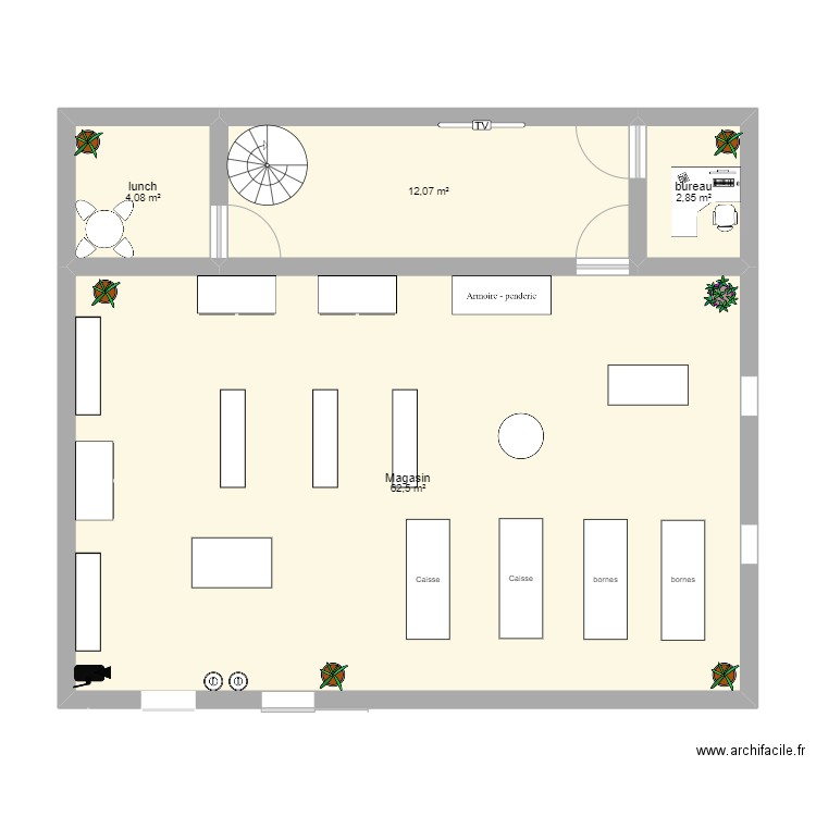 plan magasin. Plan de 0 pièce et 0 m2
