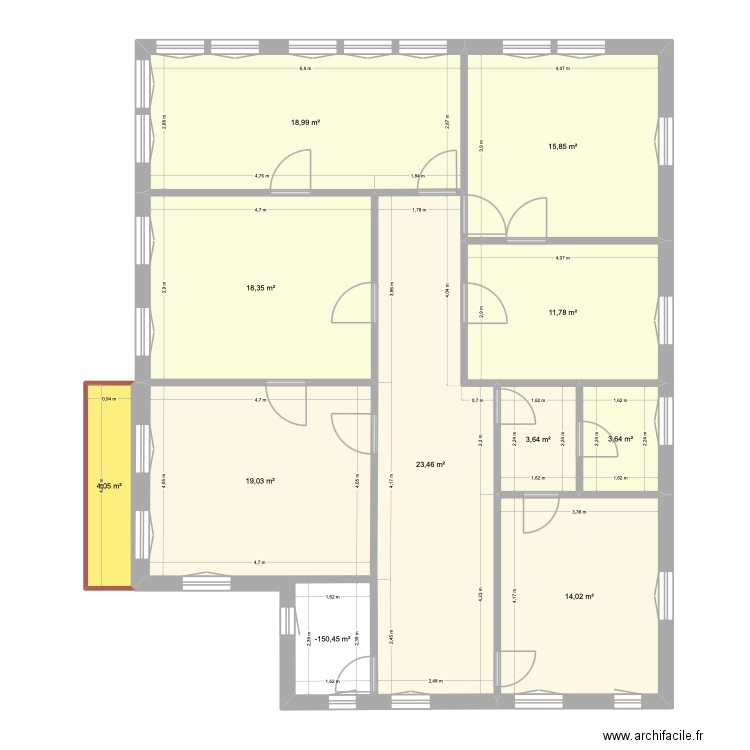 ZM4-Obergeschoss. Plan de 11 pièces et 137 m2