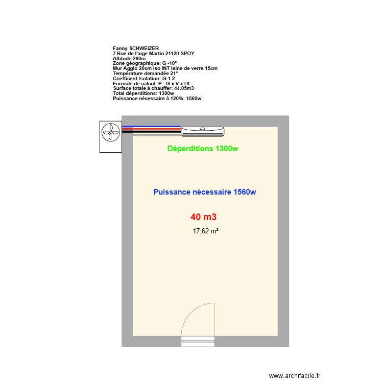SCHWEIZER. Plan de 1 pièce et 18 m2