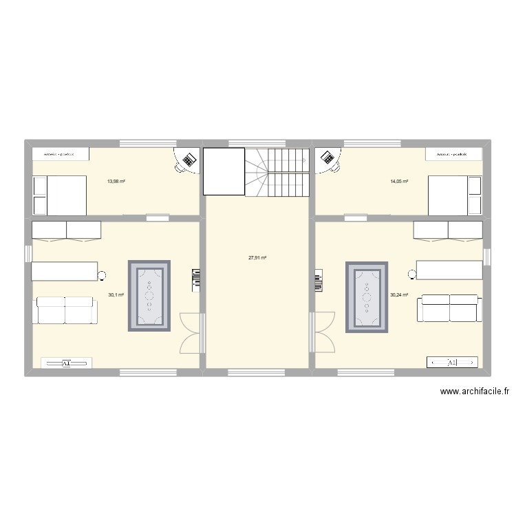 Mégabuilding2. Plan de 5 pièces et 116 m2